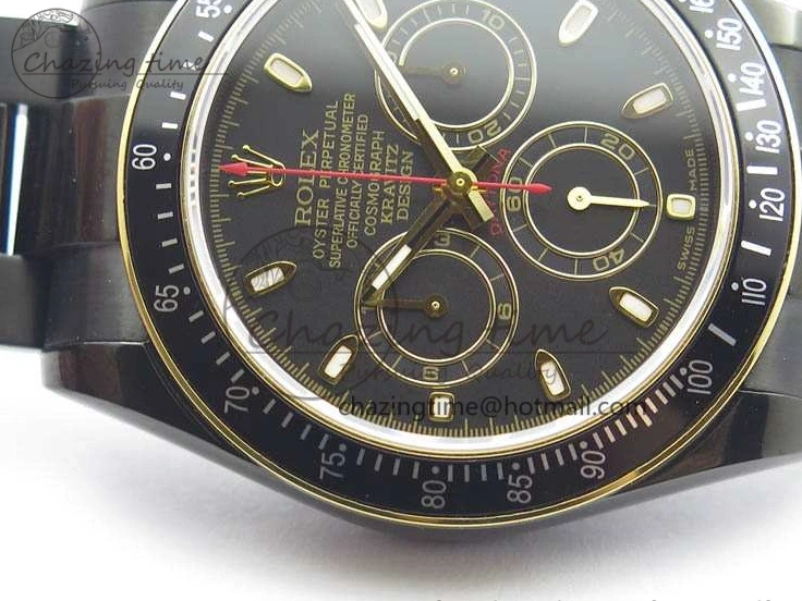 0415 Modern Daytona Kravitz YG DLC BP Maker Best Edition Black Dial On DLC Bracelet A4130 (Free Leather Strap) 3572